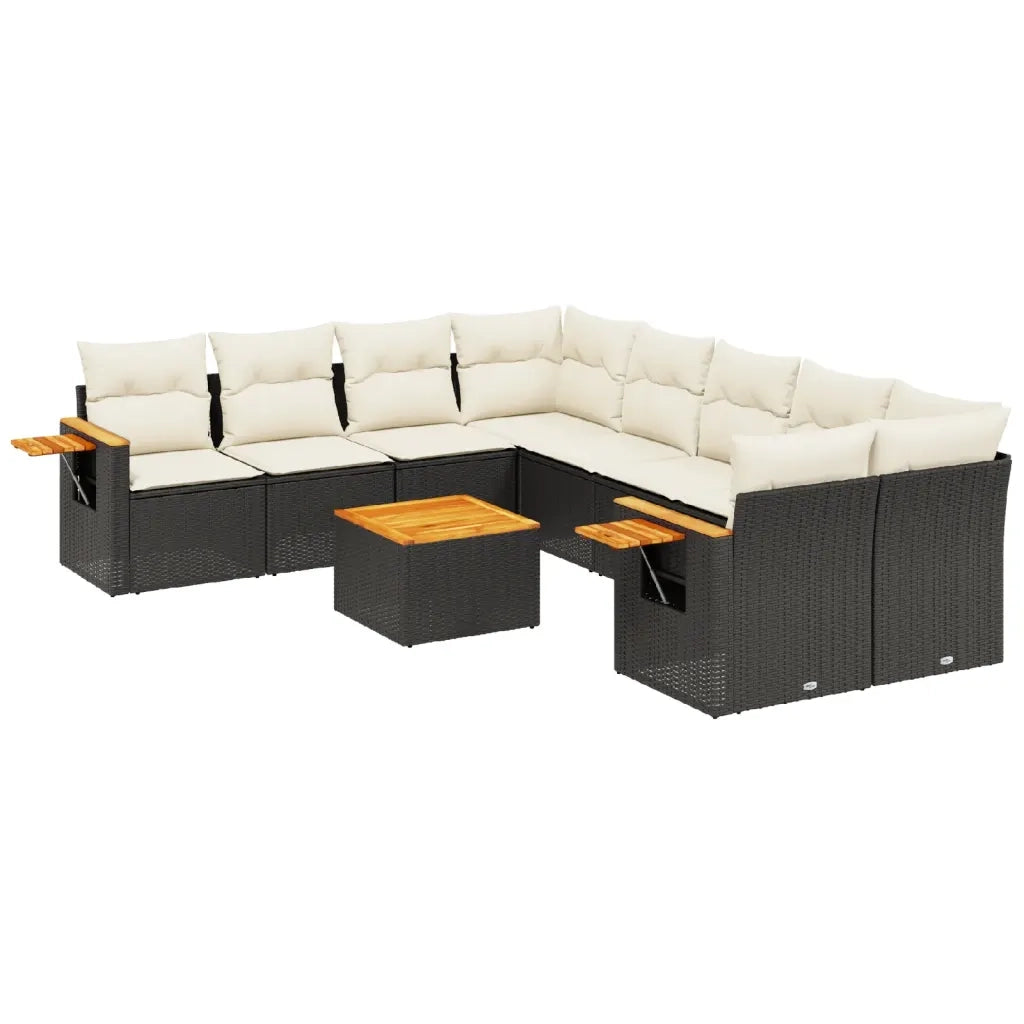 Set Divani da Giardino 9 pz con Cuscini Nero in Polyrattancod mxl 92907