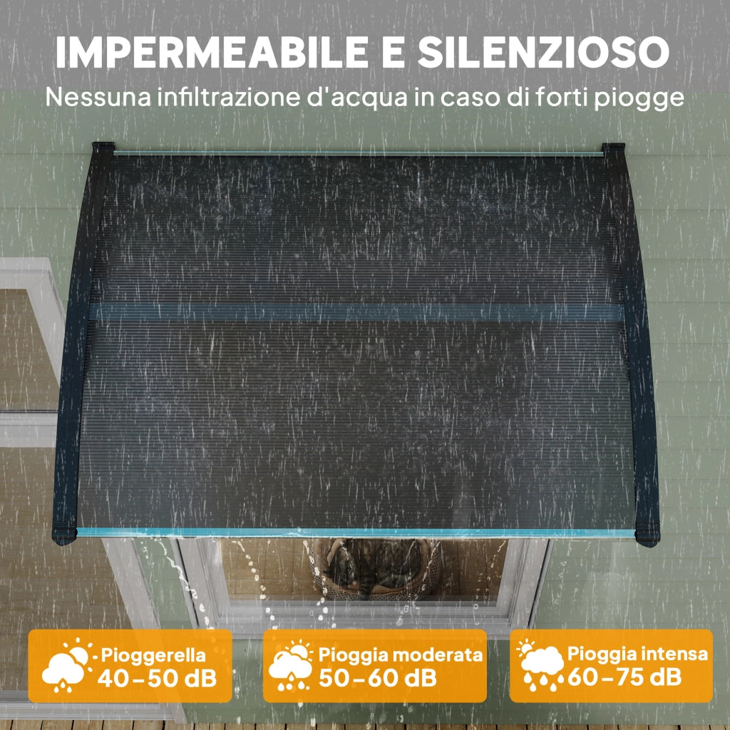 Tettoia Policarbonato Anti-UV Esterno ¨C Zephmum ¨C Grigio 100x80 cm