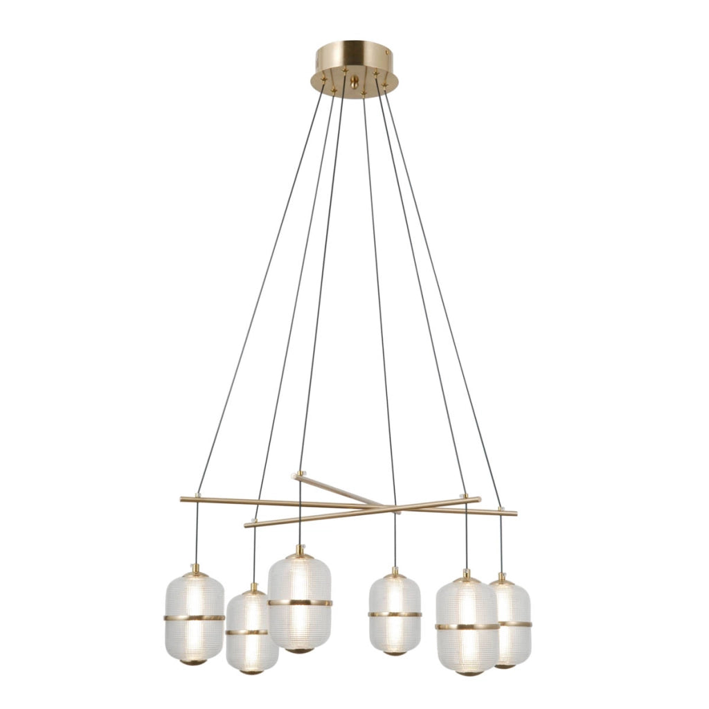 Sospensione ALANI Italux oro vetro 6 luci LED 32W