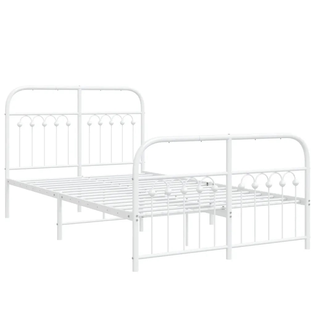 Giroletto con Testiera e Pediera Metallo Bianco 120x190 cm 376664