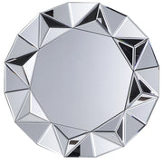 Specchio da Parete Argento Rotondo 70 cm Cornice Geometrica Finitura Lucida