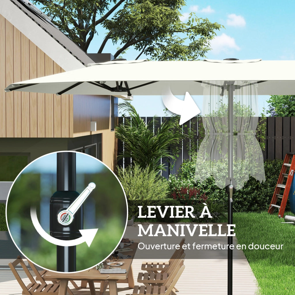 Ombrellone Doppio Giardino 4,6m ¨C Xylo ¨C Crema con Manovella Protezione UV50+