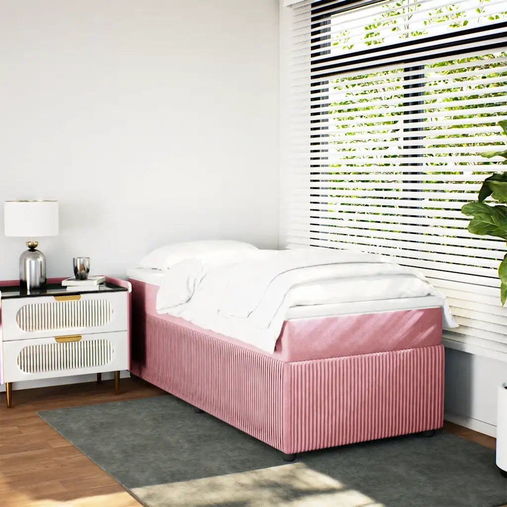 Giroletto a Molle con Materasso Rosa 80x200 cm in Velluto 3285607