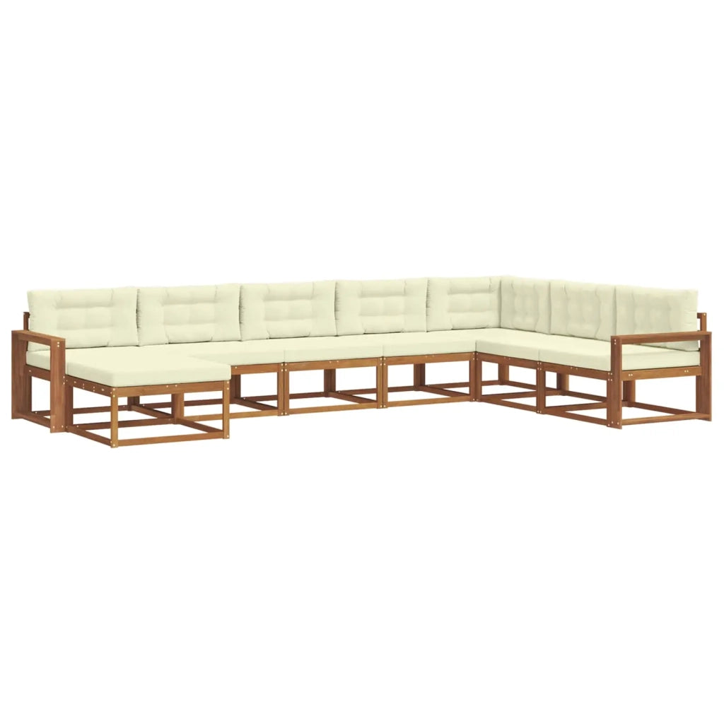 Set di divani da esterno con cuscino 8 pcs Naturale e Crema 3368003