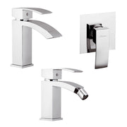 Set miscelatori con doccia a incasso lavabo e bidet in ottone cromato Mariani linea Marte