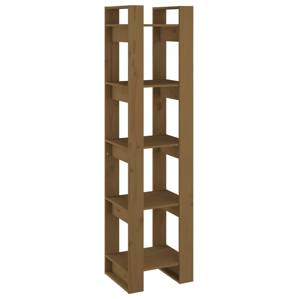 Libreria Divisorio-Scaffale per Libri-Mobile di Stoccaggio Ambrato 41x35x160 cm in Massello di Pino