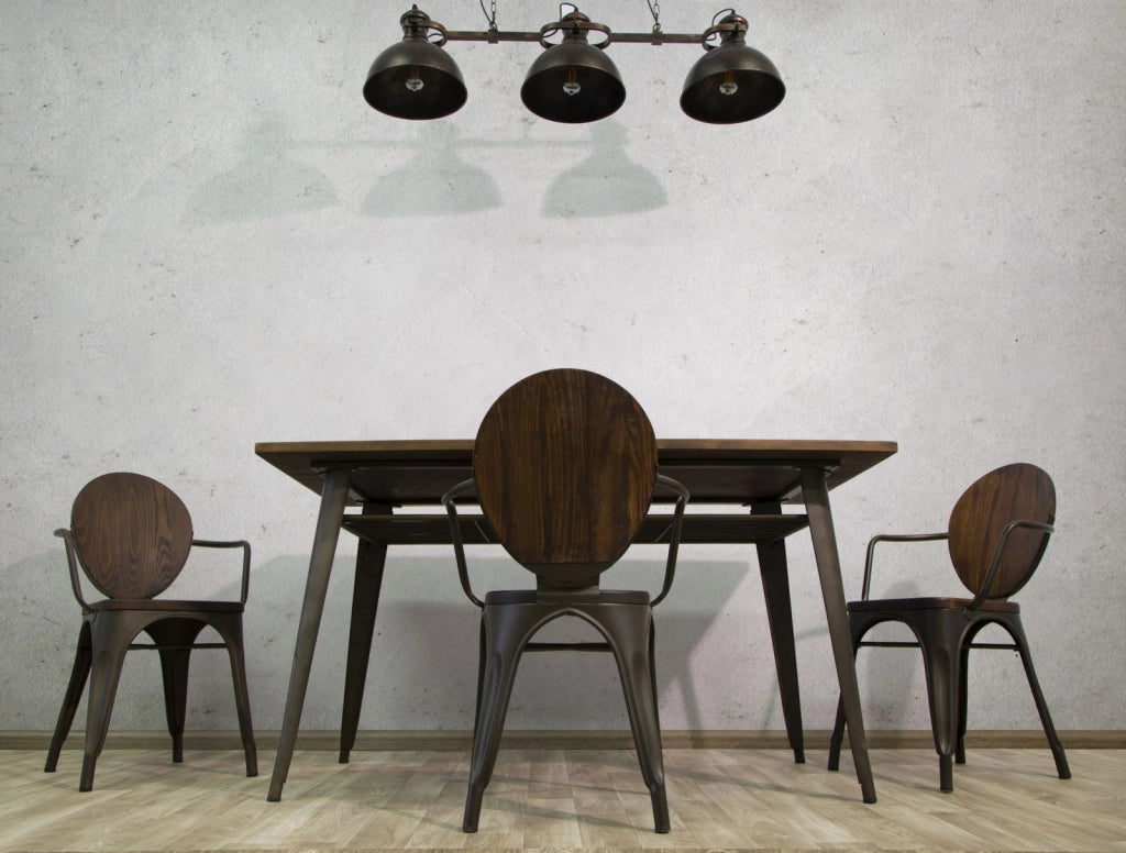 Set 2 Sedie 54x51x83 cm Harlem in Ferro e Legno Naturale e Grigio