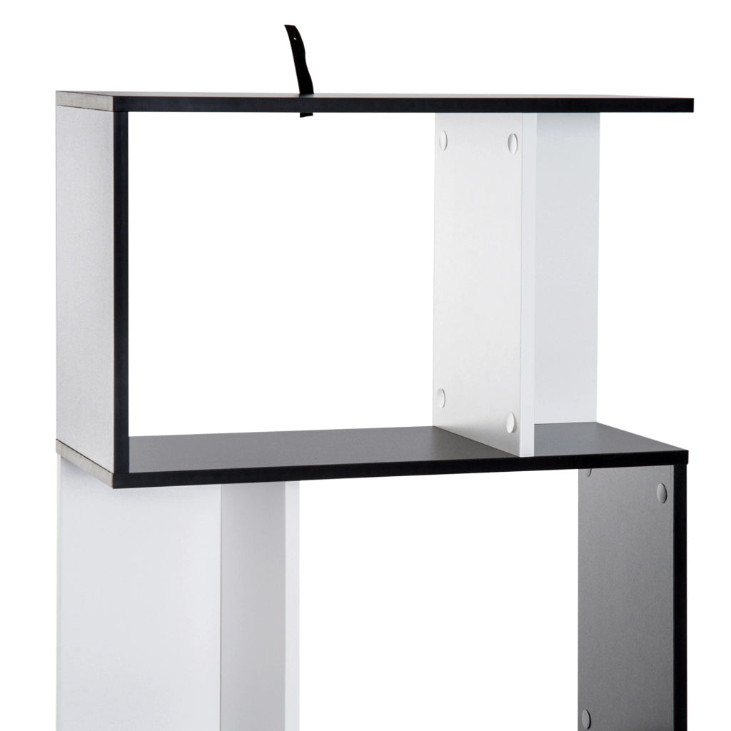 Libreria 5 livelli forma S ¨C Xylo ¨C scaffale legno bianco nero 60x24x148cm