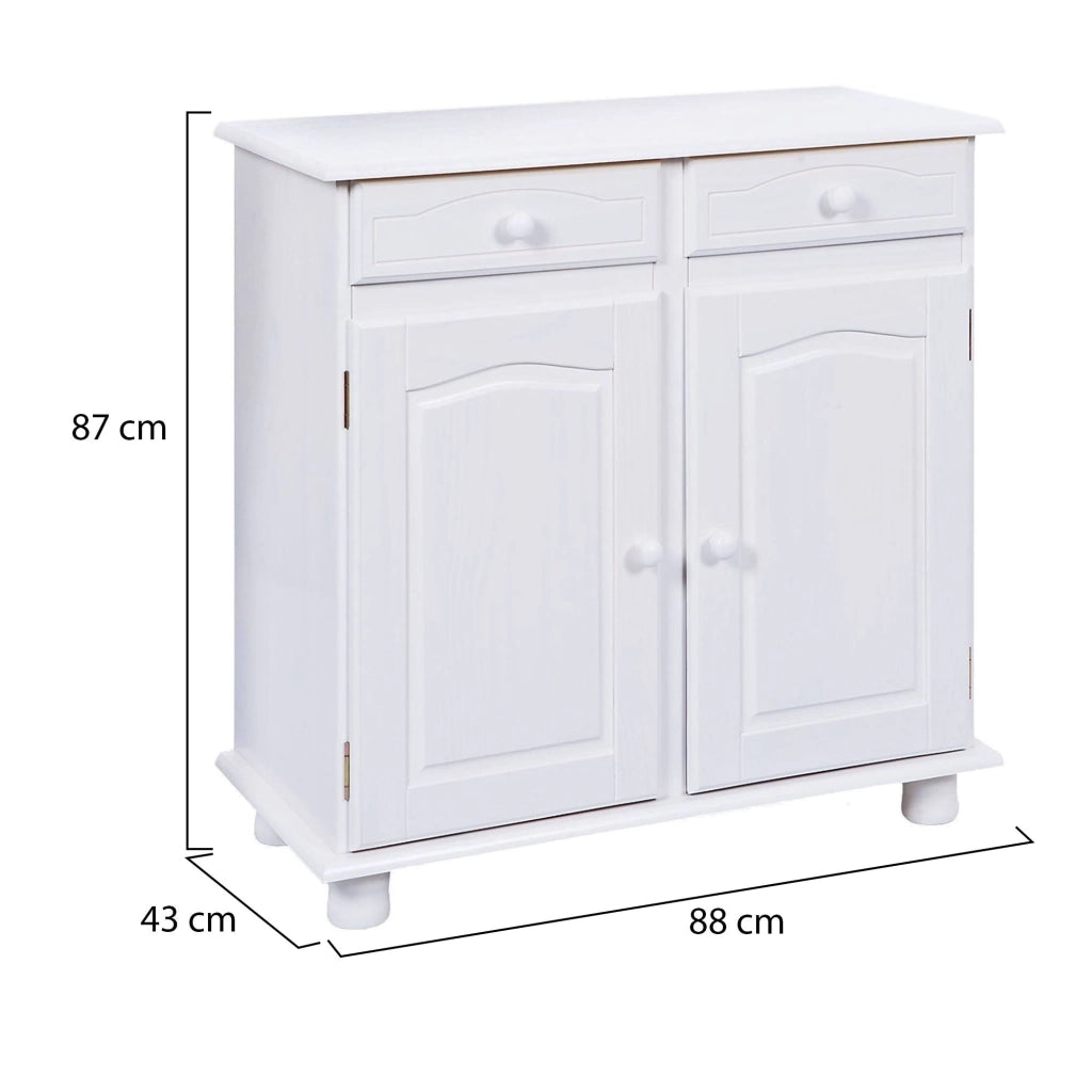 Madia Pallare, Credenza 2 Cassetti, 88x43x87h cm Bianco