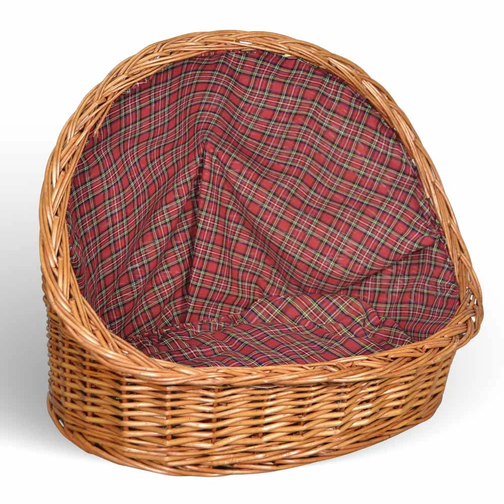 Cuccia lettiera in vimini con cuscino cesta lettino per animali 63x43x52 large