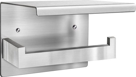 Toiletpapierholder autofixante in acciaio inossidabile con piastra - fissaggio alla parete per cucina e bagno - colore argento - modello senza foratura