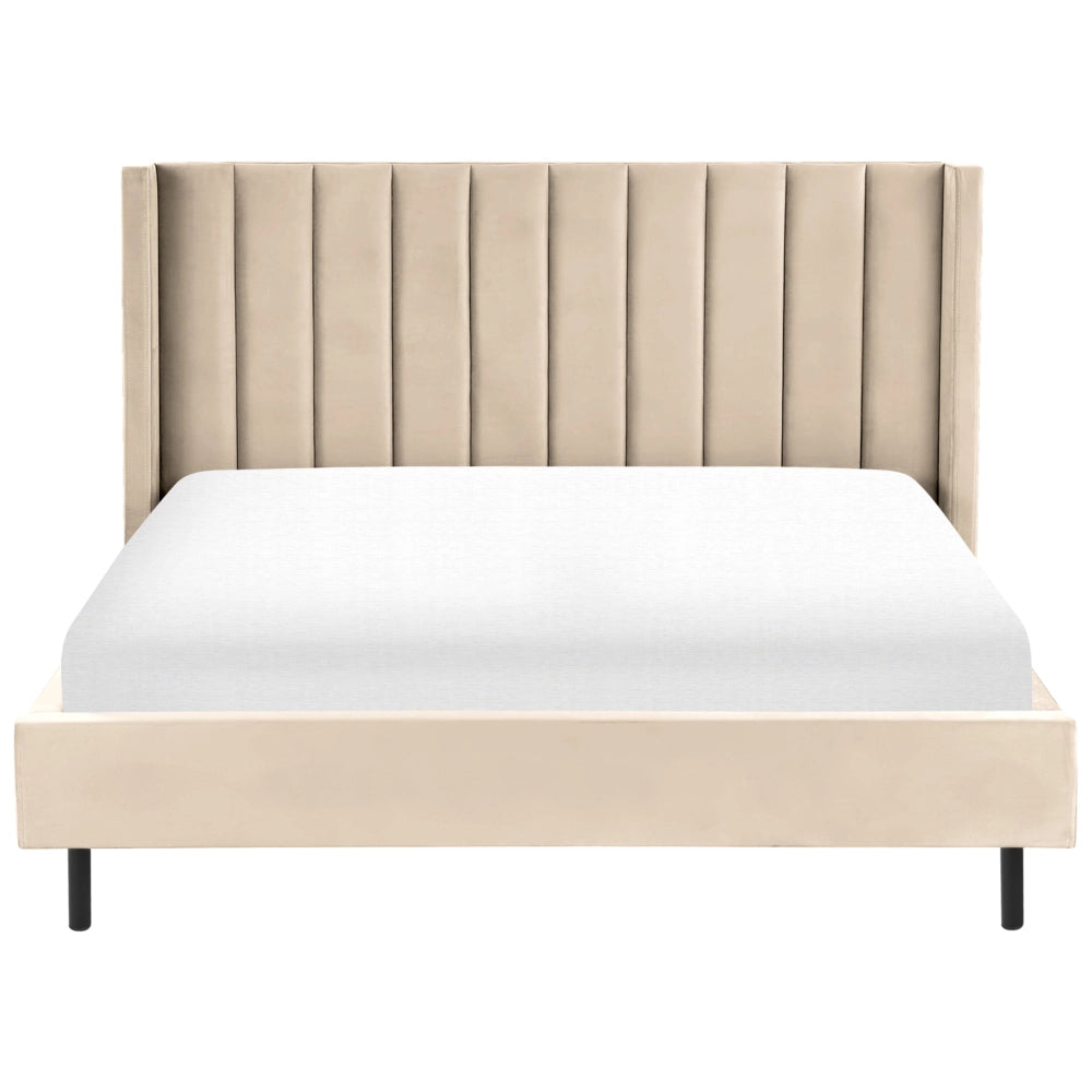 Letto matrimoniale con doghe 180 x 200 cm velluto di colore beige stile glam moderno