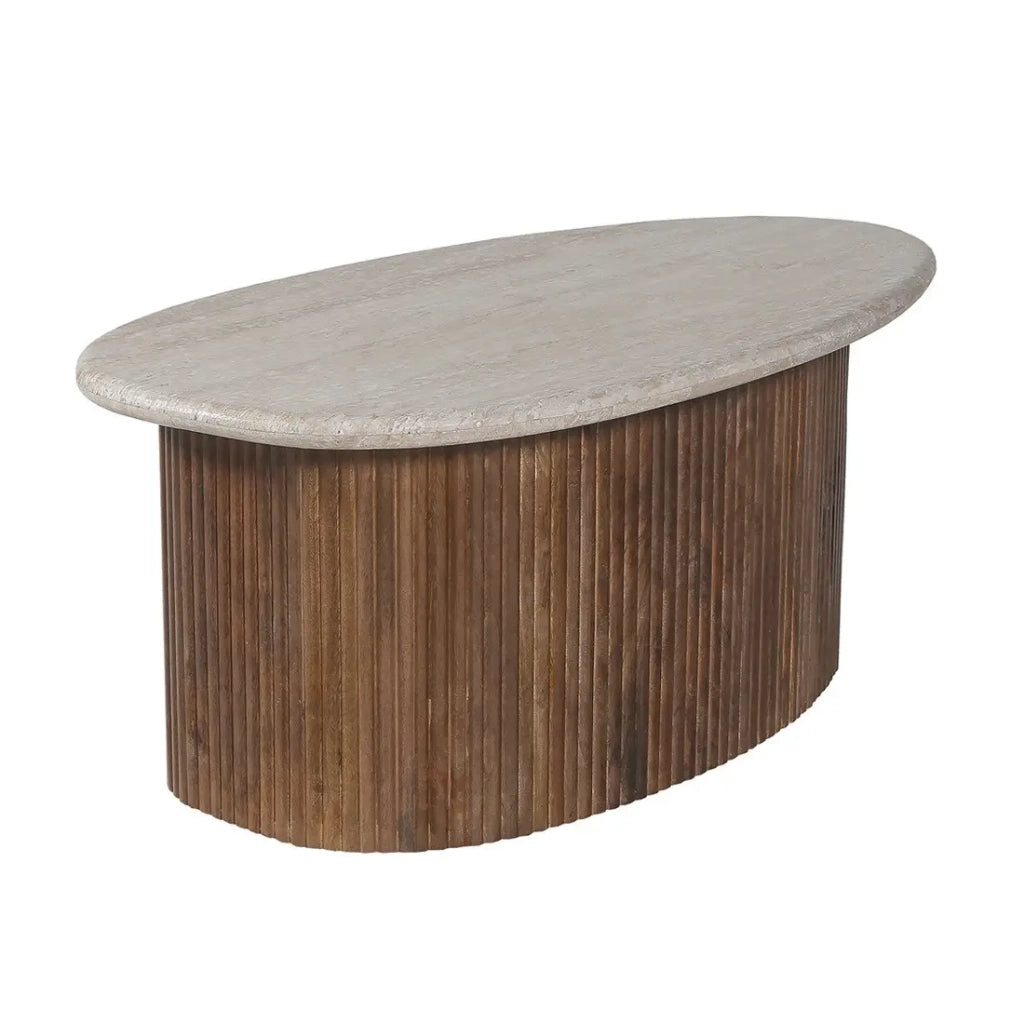 Tavolino basso in legno massiccio collezione DELHI 90cm - Stile etnico e design