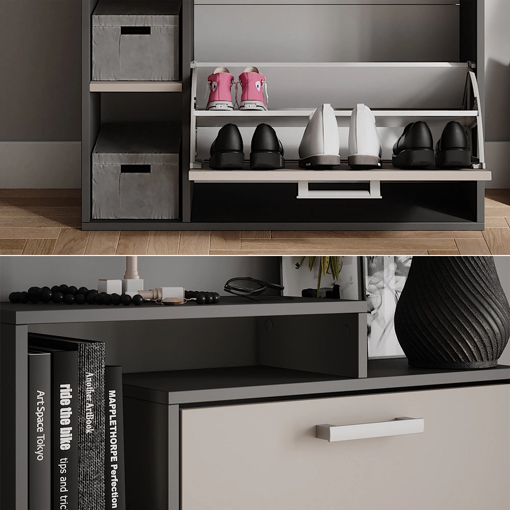 Vicco Scarpiera da ingresso Antracite/grigio 80 x 128.3 cm con 3 scomparti