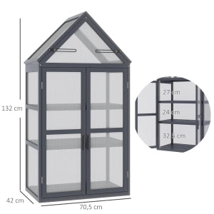 SERRA Mini a 3 ripiani 70,5x42x132 cm Legno Grigio