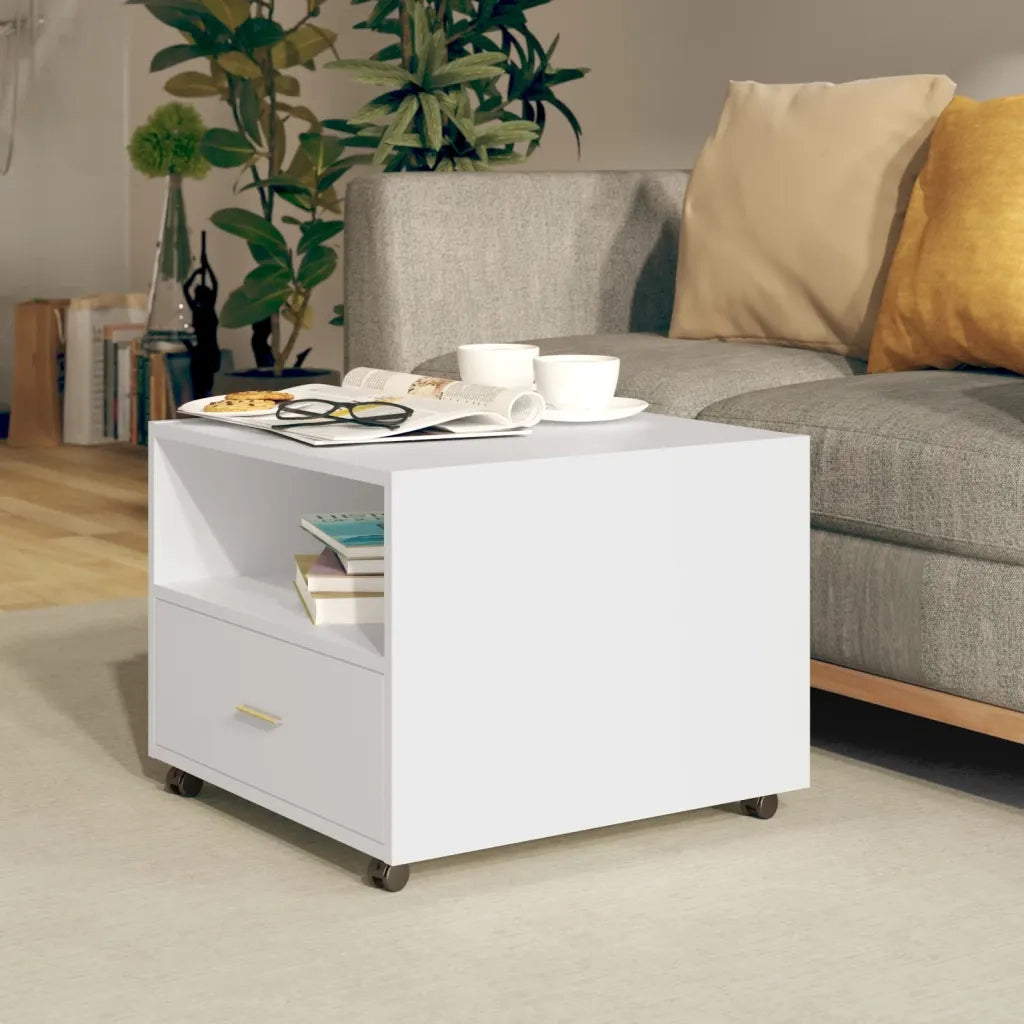 Tavolino da Salotto Bianco 55x55x45 cm in Legno Multistrato  cod mxl 12293