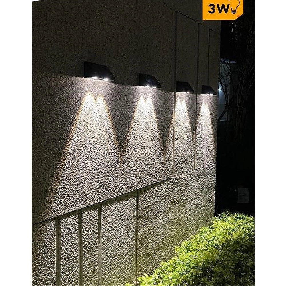 Trade Shop - Applique Led Con Pannello Solare A Parete 3 W Ip65 Luce 3000k 6500k Nero Yh0615 -