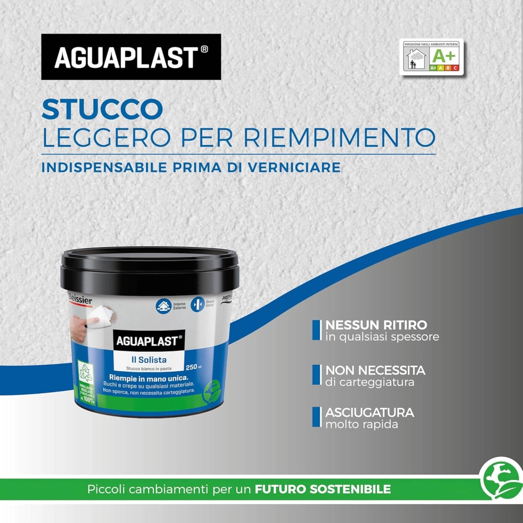 Aguaplast il solista stucco leggero in pasta per riempire buchi e crepe *** formato 250 ml, confezione 1