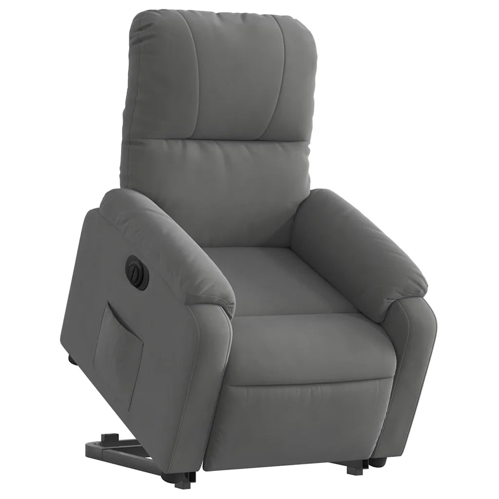 vidaXL Poltrona a Rialzo Reclinante Elettrica Grigio Scuro Microfibra