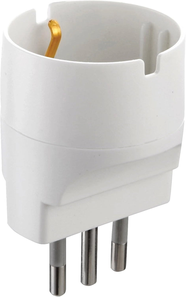 Adattatore disassato Schuko 10A 2P+T salvaspazio da spina tedesca a presa italiana 10A bianco Electraline