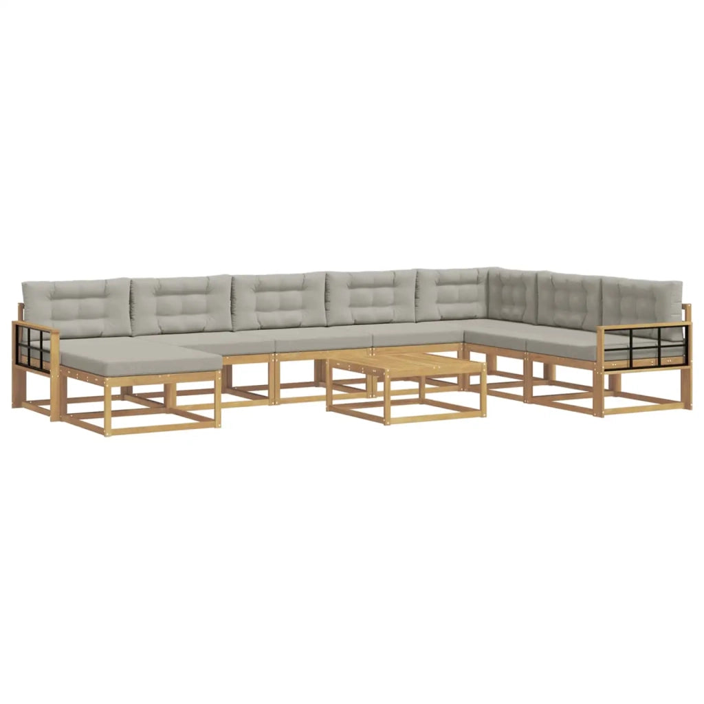 Set di divani da esterno 9 pz Bianco e Grigio Chiaro 3386910