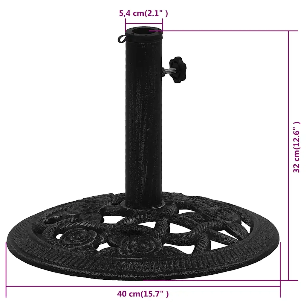 Base per ombrellone da giardino in metallo massiccio 40 x 40 x 32 cm con elegante adattatore in ghisa nera 02_0046548