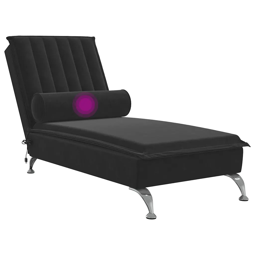 Chaise Longue Massaggi con Cuscino a Rullo Nero in Velluto CFW1694989