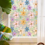 Film di Protezione per Finestre 3D Decorativa - Anti-Intrusione - Adesivo Statico - Fiori - Verdusterisce - 40 x 101 cm