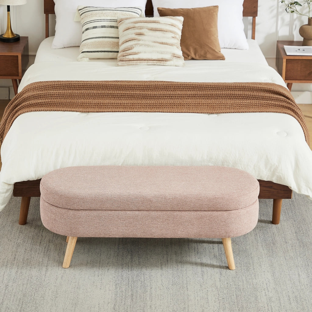 Panca contenitore in velluto con piedini antiscivolo e struttura stabile per camera da letto; rosa