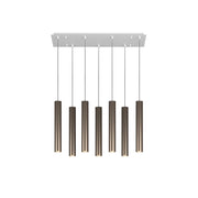 Lampadario Industrial-Minimal Xeana Metallo Bianco Bronzo 7 Luci Gu10