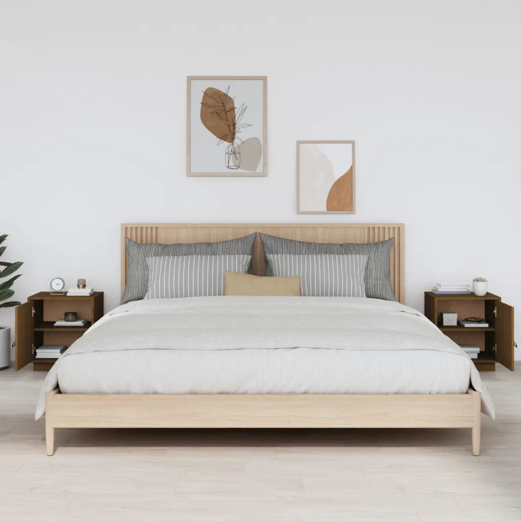 Comodini 2 pz ambra 40x34x45 cm in Legno Massello di Pino 818282