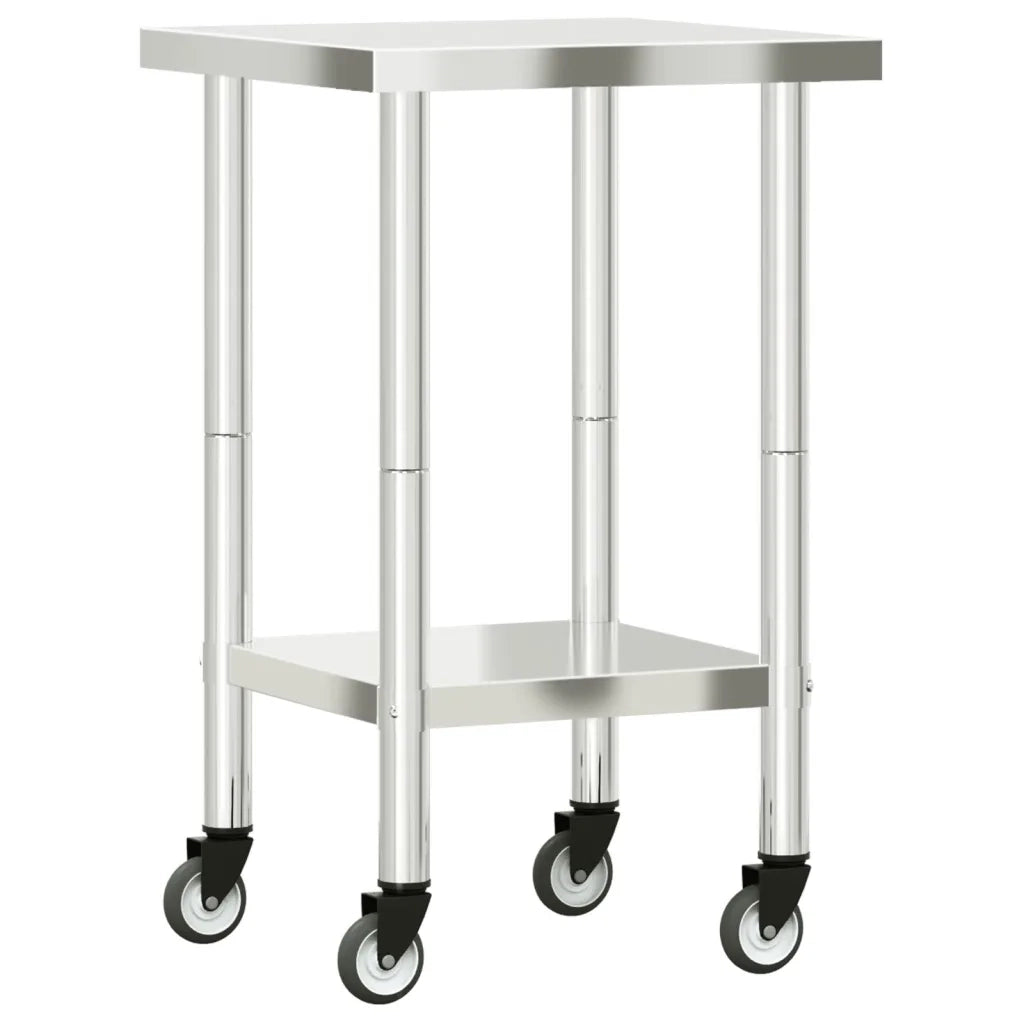 Tavolo da Lavoro Cucina con Ruote 55x55x85 cm in Acciaio Inox CFW8075884