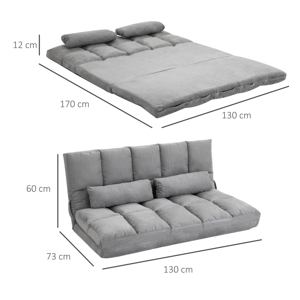 Divano 2 Posti con Schienale Reclinabile ¨C zephmum ¨C Grigio Chiaro 130x73x60 cm