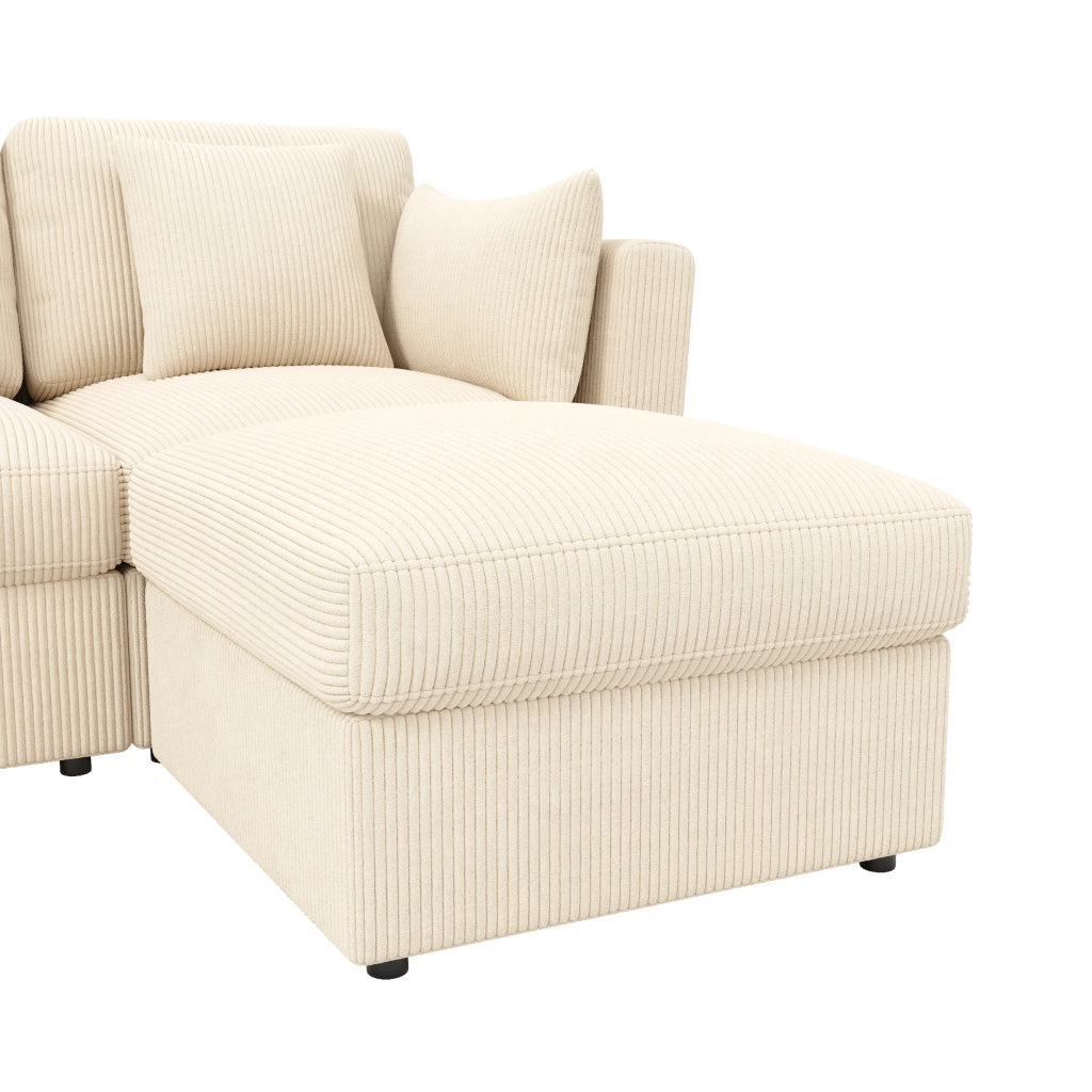 DIVANO angolare modulare 290x159,5x89 cm in corduroy beige 4-6 posti