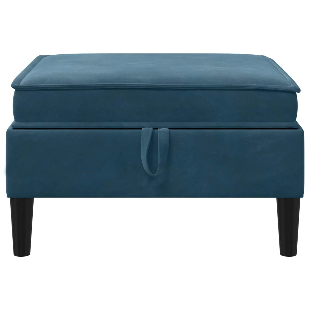 Pouf con Storage Blu Velluto