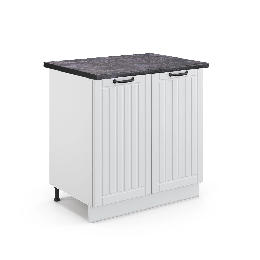 Mobile lavello cucina Fame-Line Bianco rustico/Bianco 80 cm con ripiano, PL Antracite Vicco