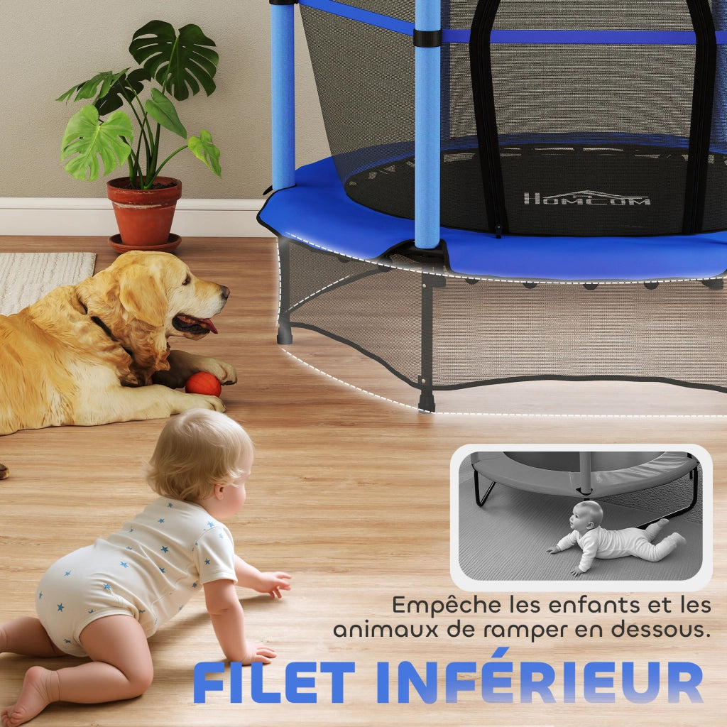 Trampolino per bambini con rete di sicurezza ¨C Xylo ¨C ? 140 cm blu con porta cerniera