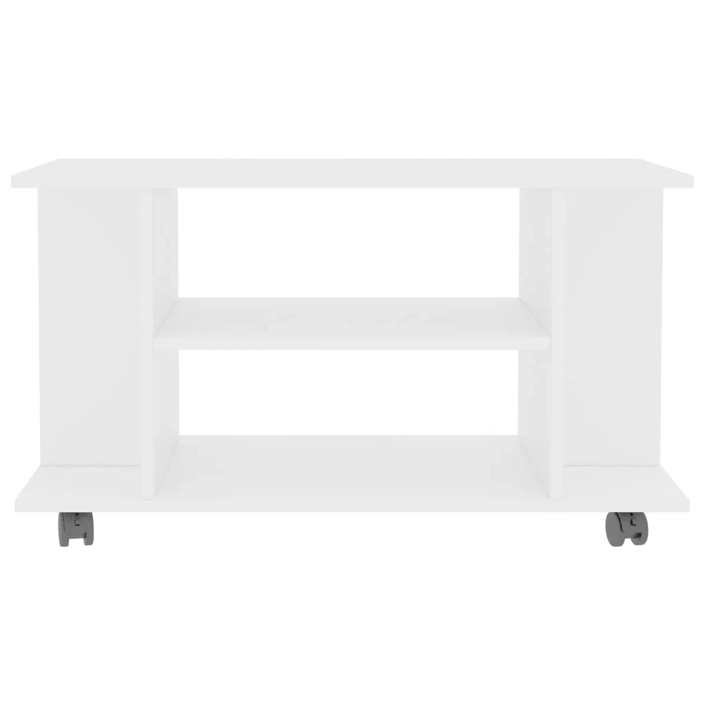 Mobile TV multimediale scaffale TV credenza mobile TV sala da pranzo soggiorno camera da letto con rotelle 80 x 40 x 45 cm legno ingegnerizzato bianco 02_0026932