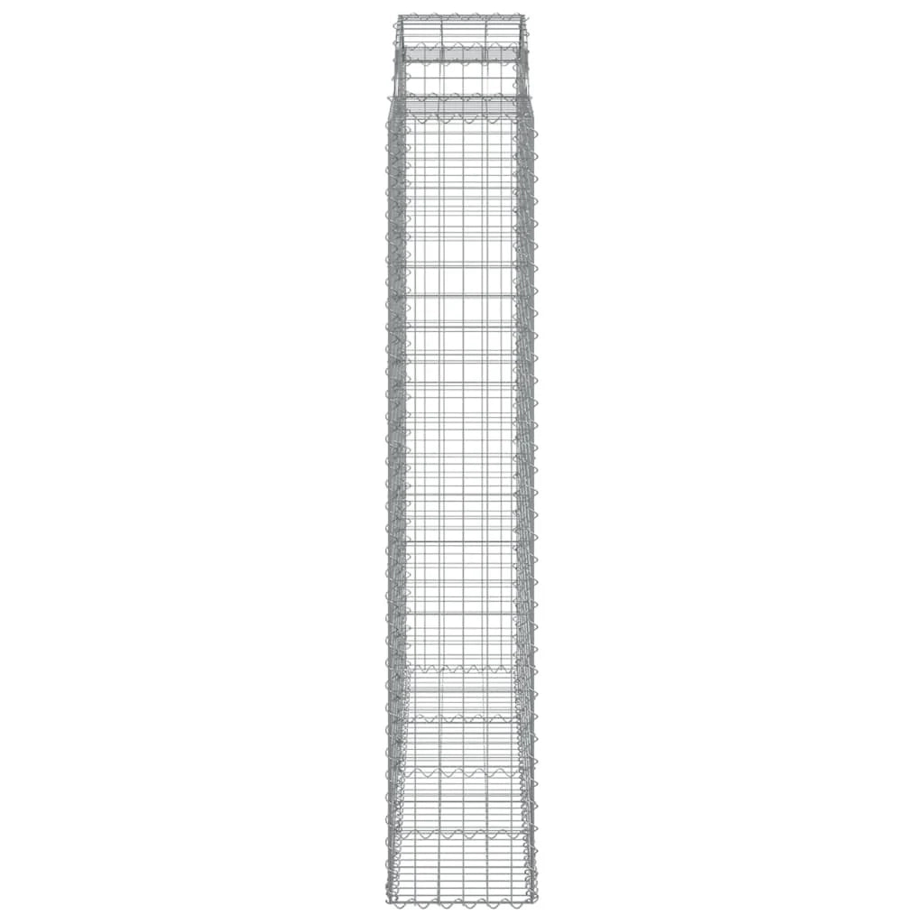 Cestini gabbioni recinzione a gabbia muro di contenimento ad arco 1 set da 2 200 x 50 x 220/240 cm ferro zincato argento 02_0040537
