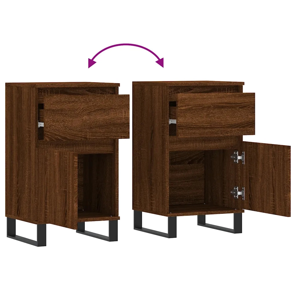 Credenze 2 pz Rovere Marrone 40x35x70 cm in Legno Multistrato 831179