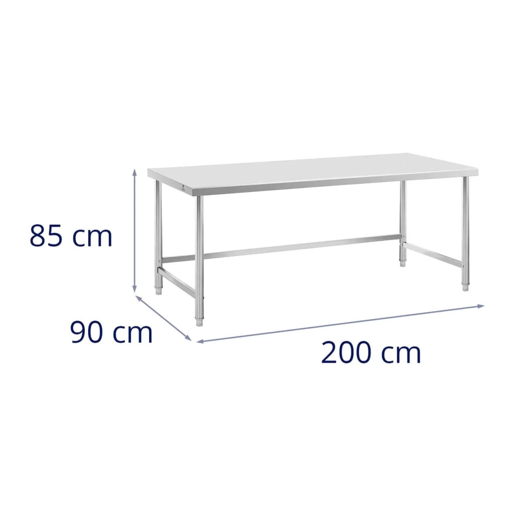 Tavolo da lavoro in acciaio inox - 200 x 90 cm - portata 100 kg - professionale 14_0005121