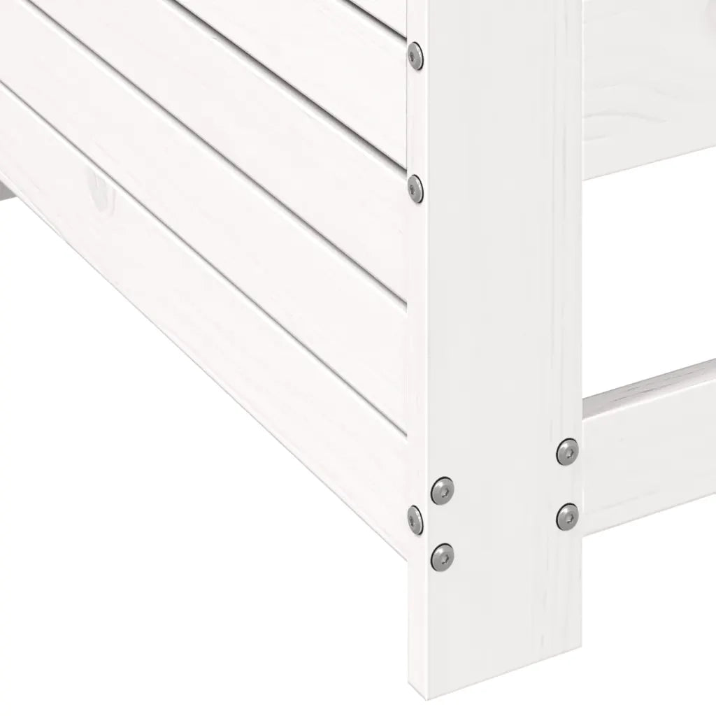 Divano Giardino Senza Braccioli con Cuscino-Sofa da Giardino-Divanetto da esterno Bianco Legno Pino 320492