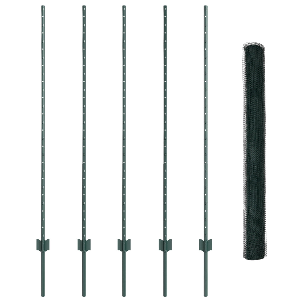 Pali per Recinto  5 pz U-Channel Verde 140 cm Acciaio