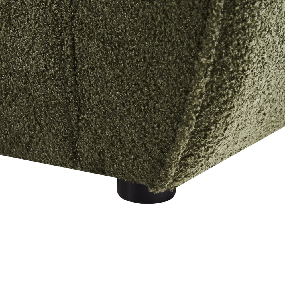 Poltrona Moderna da Soggiorno con Rivestimento in Tessuto Bouclé Verde Scuro Schienale Imbottito e Cuscino Spesso