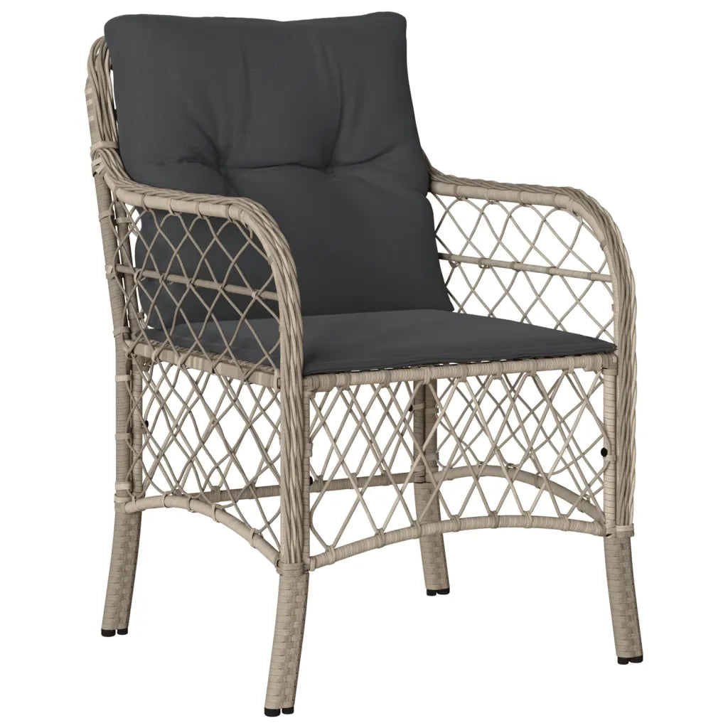 Set da Pranzo da Giardino 7 pz Cuscini Polyrattan Grigio Chiaro 3212066