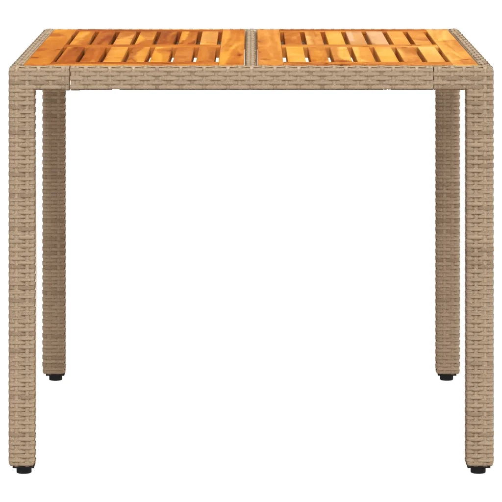 Tavolo da Giardino Beige 90x90x75 cm Polyrattan e Legno Acacia