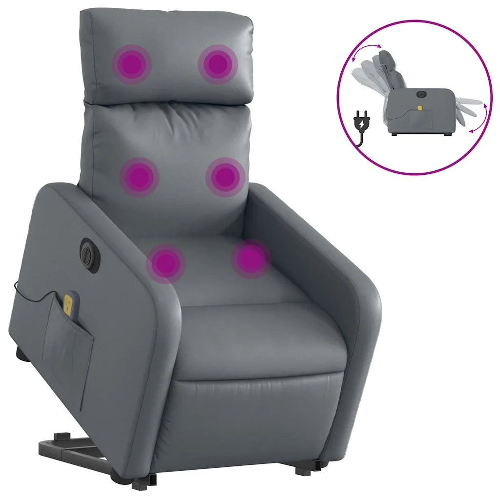 Poltrona Alzapersona Elettrica Reclinabile Grigio in Similpelle 3206773