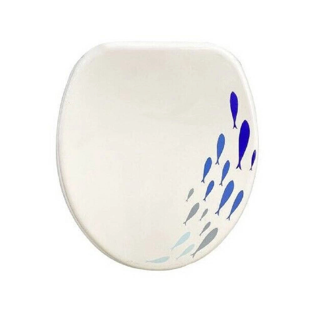 Trade Shop - Copriwater Copri Water Sedile Wc Bagno Universale Cerniere Con Pesciolini 59125 -        3,5