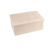 Trade Shop - Pouff Puff Pouf Contenitore Imbottito Porta Oggetti Seduta Beige 76x38x35cm -