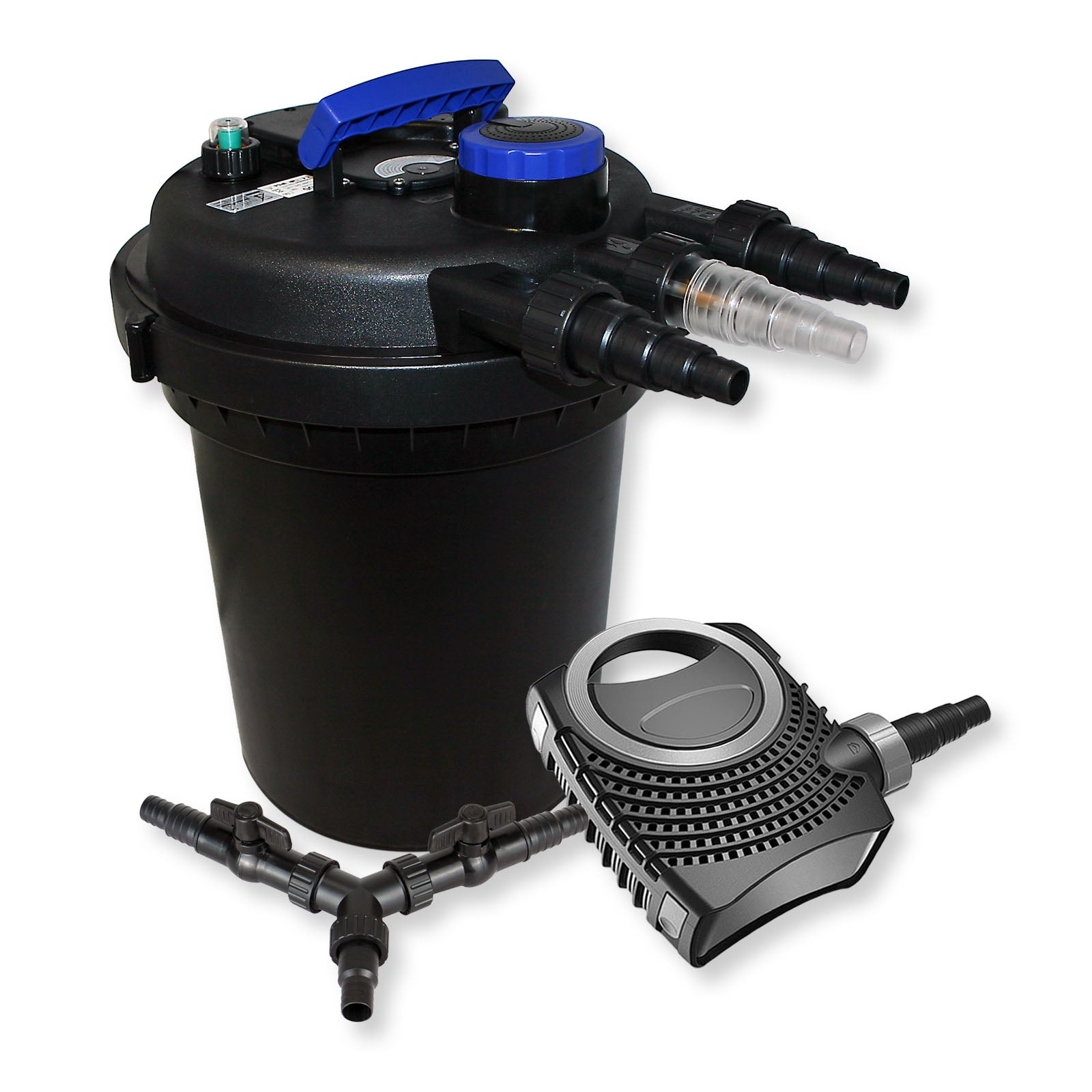 Set Filtro a pressione 10000l 11W Chiarificatore laghetto UVC NEO10000 Pompa 80W